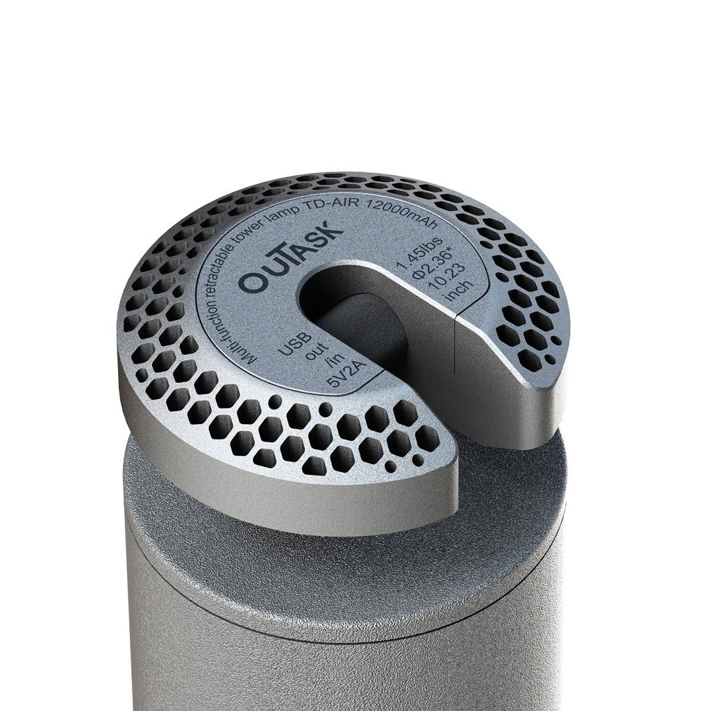 OuTask Lampe Télescopique Gris Clair - Outdoor LED 720° Rechargeable - BYD Shark 2024+
