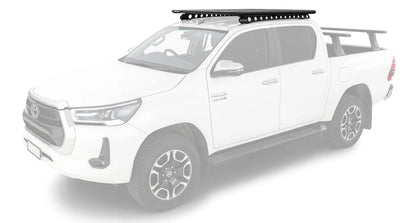 Kit galerie et Backbone RHINO-RACK présenté sur Toyota Hilux REVO blanc