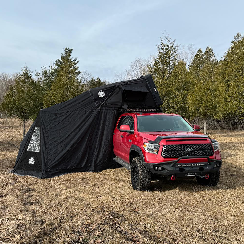 Annexe GO OVERLAND CANADA EQUINOX, abri 4 saisons pour tente de toit, panneau en tissu avec fenêtres et entrée en zippé.