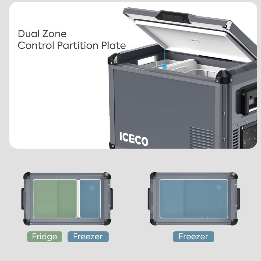 Refrigerateur/Congelateur ICECO 75L Double Compartiments - Gris sur Xperts4x4 Accessoires 4x4 Off-Road