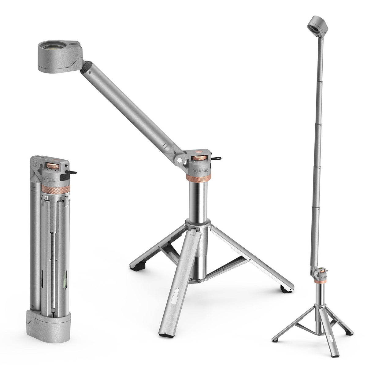 Lampe LED télescopique TD-2 1 500 lm argent | OUTASK Xperts 4x4