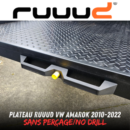 Plateau coulissant RUUUD pour VW Amarok 2010-2022 cabine Double, surface en acier robuste avec rails latéraux.