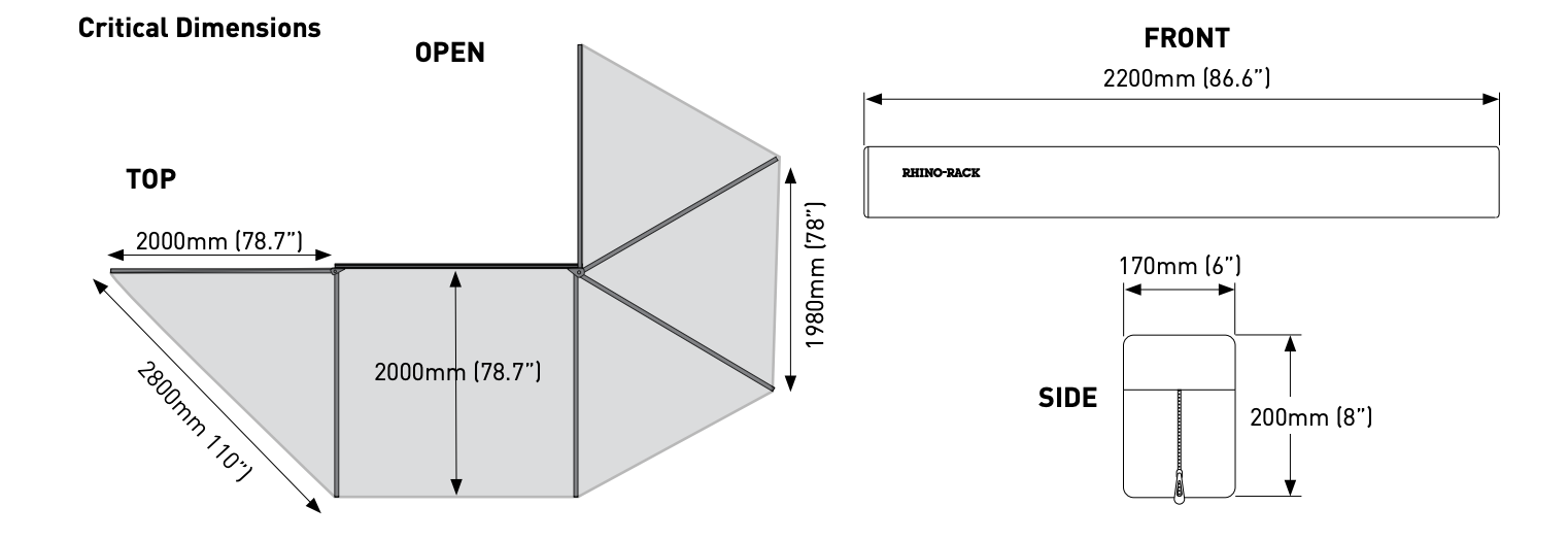 Pack Auvent 270° Auto-portant + Parois Rhino-Rack | Batwing Côté Droite sur Xperts4x4 Accessoires 4x4 Off-Road
