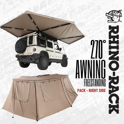 Pack Auvent 270° Auto-portant + Parois Rhino-Rack | Côté Droite sur Xperts4x4 Accessoires 4x4 Off-Road