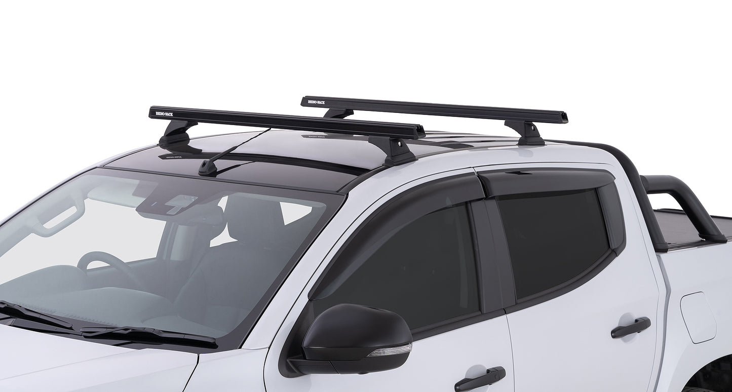 Kit 2 barres de toit noire 1250mm Heavy Duty RCH Trackmount Mitsubishi L200 Gen V MQ/MR 2015+ - RHINO-RACK sur Xperts4x4 Accessoires 4x4 Off-Road
