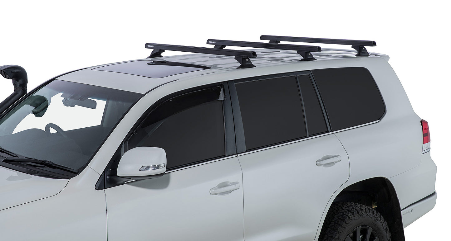 Kit 3 barres de toit noire 1375mm Heavy Duty avec pieds RCH Toyota Land Cruiser série 200 2007-2021 - RHINO-RACK sur Xperts4x4 Accessoires 4x4 Off-Road
