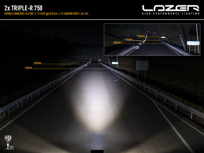 Kit d’éclairage LED de calandre LAZER LAMPS pour Nissan Patrol Y62 2018-2022, montrant les phares LED montés sur la grille.