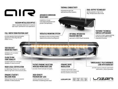 LAZER LAMPS AIR-55 Balise — Phare LED Compact 6800 lm sur Xperts4x4 Accessoires 4x4 Off-Road