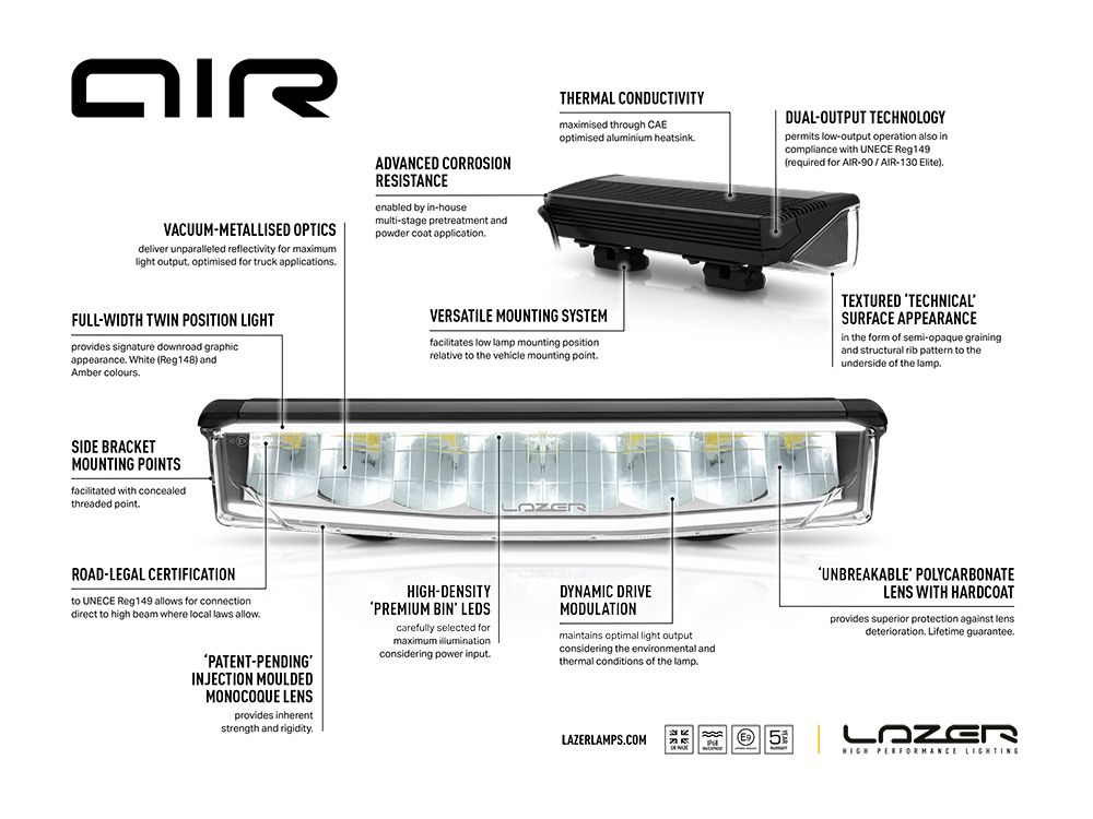 LAZER LAMPS AIR-55 — Phare LED Compact 6800 lm sur Xperts4x4 Accessoires 4x4 Off-Road