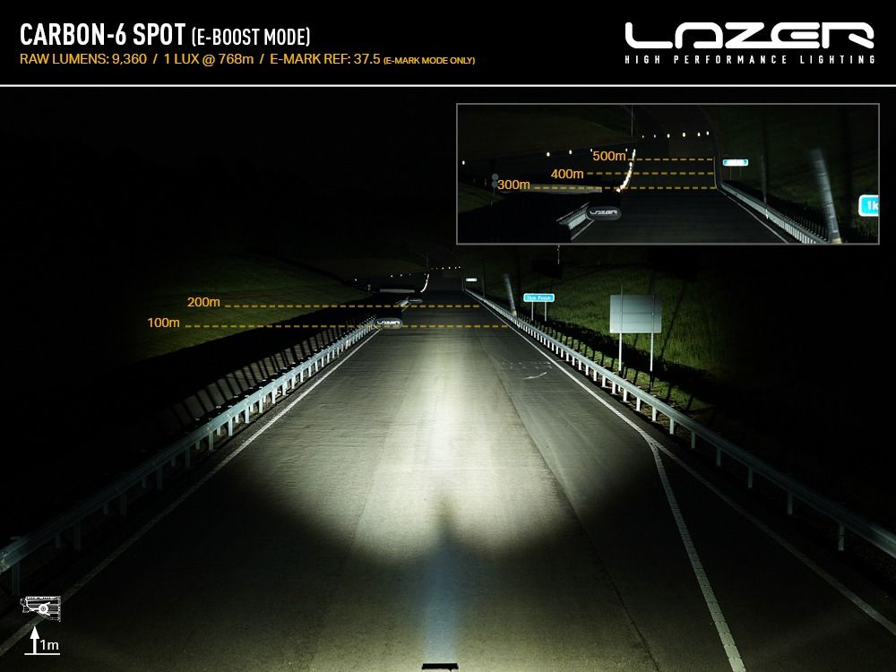 LAZER LAMPS Carbon-6 Spot Mode Jaune — Phare LED Compact 9360 lm sur Xperts4x4 Accessoires 4x4 Off-Road