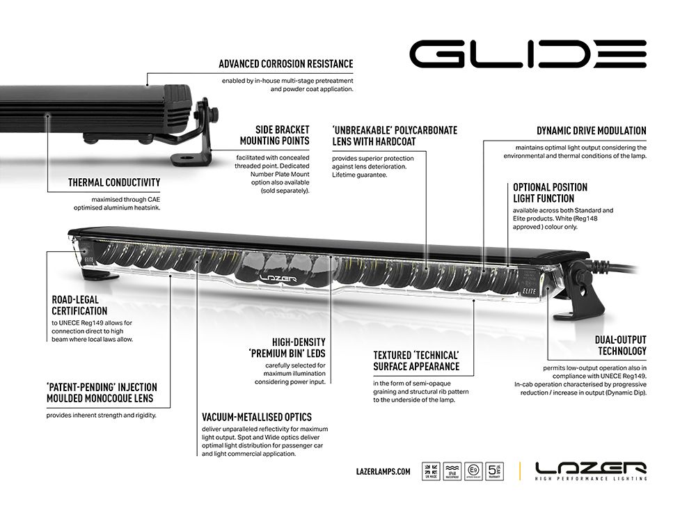 LAZER LAMPS Glide Support Latéral — Barre LED Longue Portée 11500 lm sur Xperts4x4 Accessoires 4x4 Off-Road