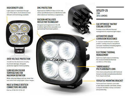 LAZER LAMPS Utility-25 — Phare de Travail LED 3016 lm sur Xperts4x4 Accessoires 4x4 Off-Road