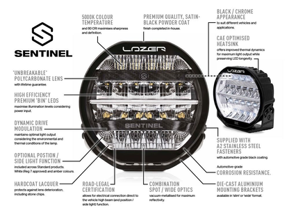 Longue portée LED LAZER LAMPS Sentinel 9 Elite PL2 Noir sur Xperts4x4 Accessoires 4x4 Off-Road