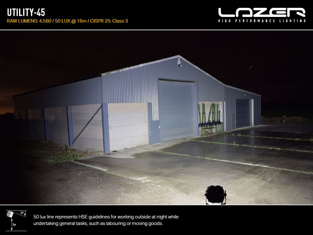 Spot à LED LAZER LAMPS Utility 45 (Support Large) - Homologué ADR sur Xperts4x4 Accessoires 4x4 Off-Road