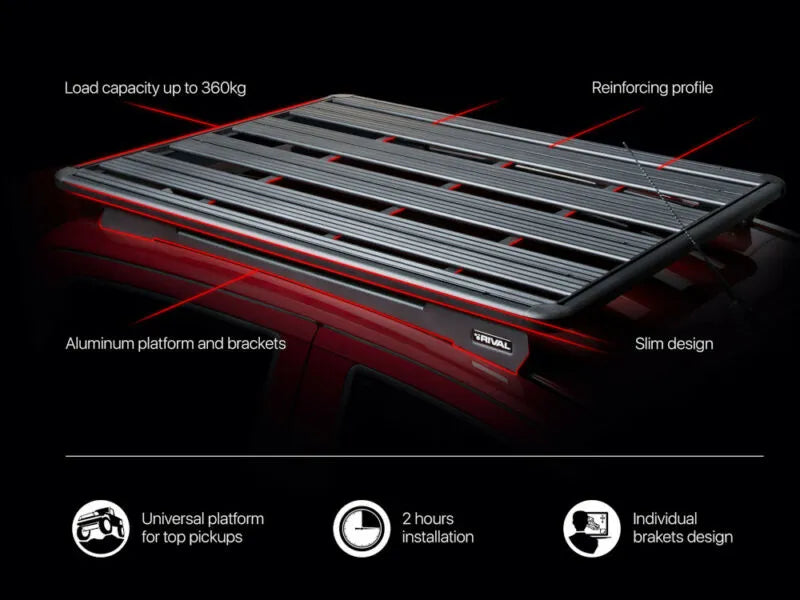Galerie de toit pour Toyota Hilux REVO 2016-Present | RIVAL 4x4 | 1430 x 1235mm sur Xperts4x4 Accessoires 4x4 Off-Road