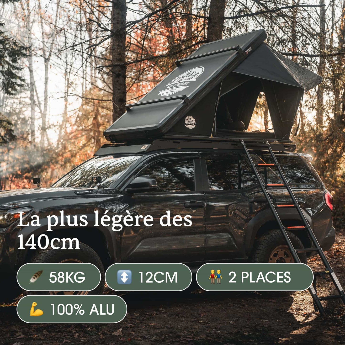Tente de Toit Summit 140 GO OVERLAND – Coque Aluminium Ultra-Légère sur Xperts4x4 Accessoires 4x4 Off-Road